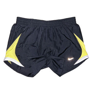 NIKE Black & Yellow Lined Running Shorts w Pocket & Drawstring Size S Women's